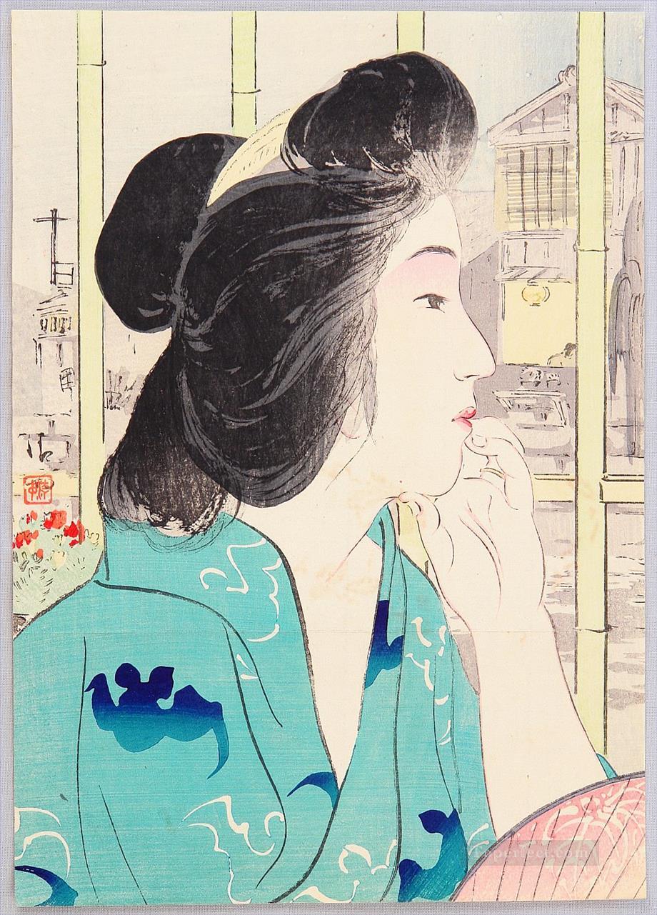 evening at hot spring 1912 Kiyokata Kaburagi Japanese Oil Paintings
